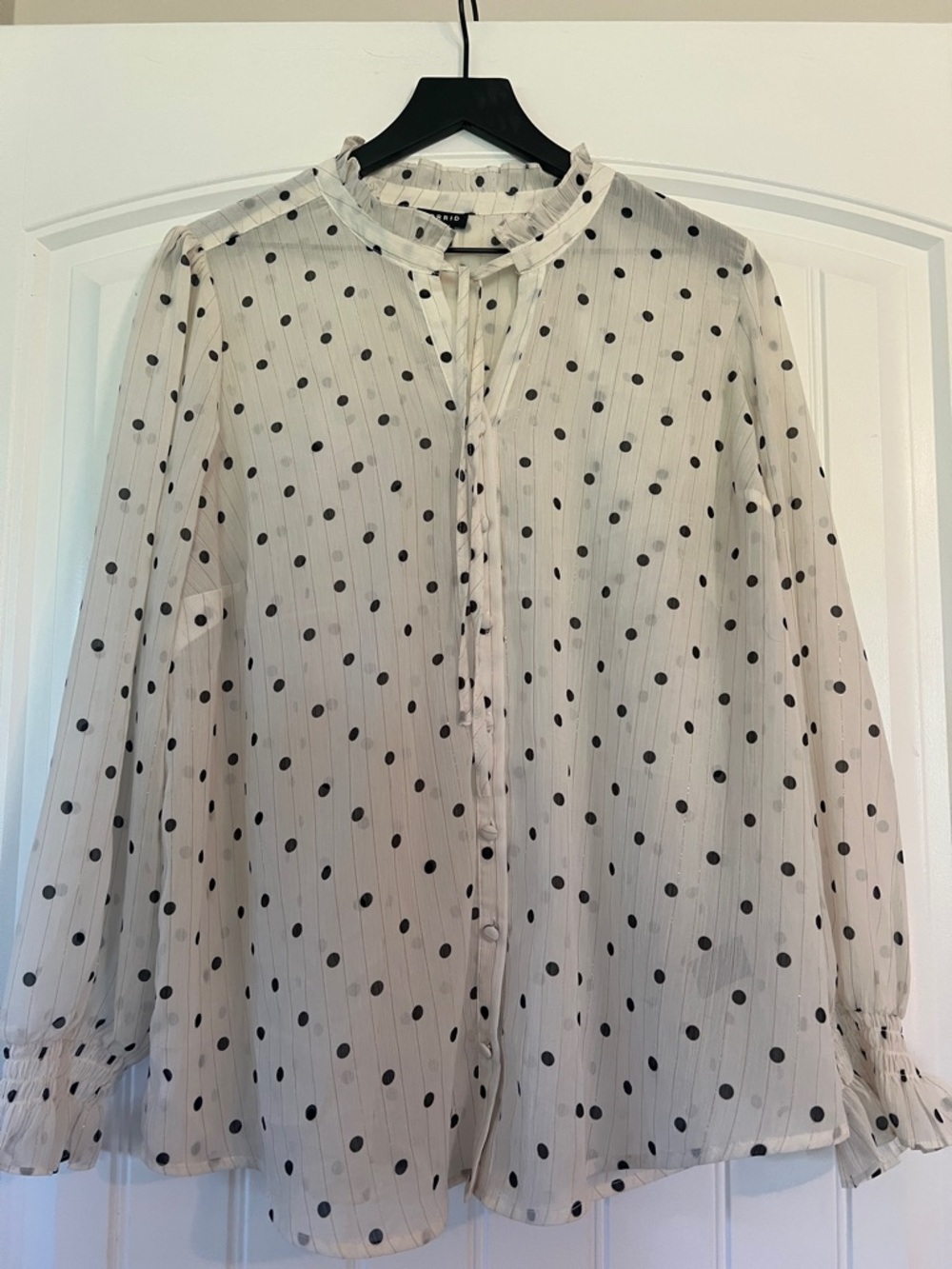 Torrid sheer white polka-dot georgette blouse 1X